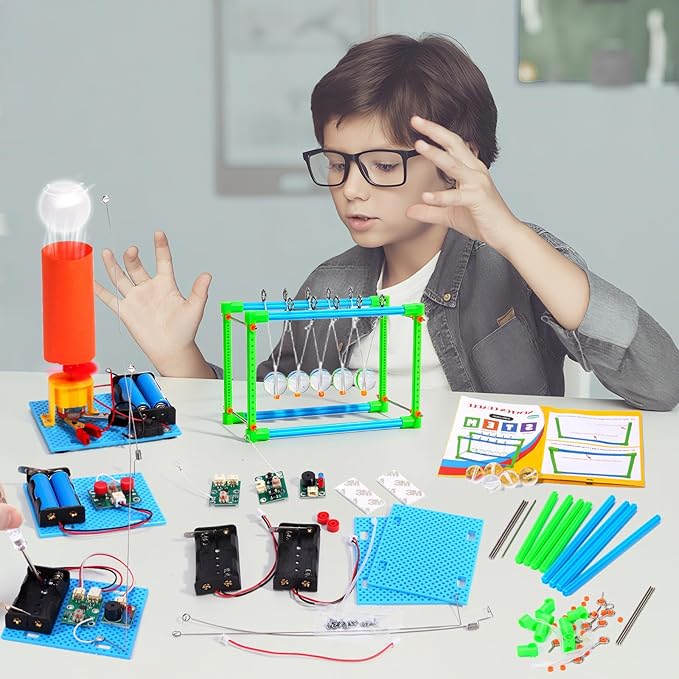 4 Set STEM Science Kits for Kids Age 8-12, 7-in-1 Science Experiments Crafts Projects Electric Motor Building Kit 8-10 9-12, STEM Toys for 6 7 8 9 10 11 13 Year Old Boys Girls Classroom Activity Gift