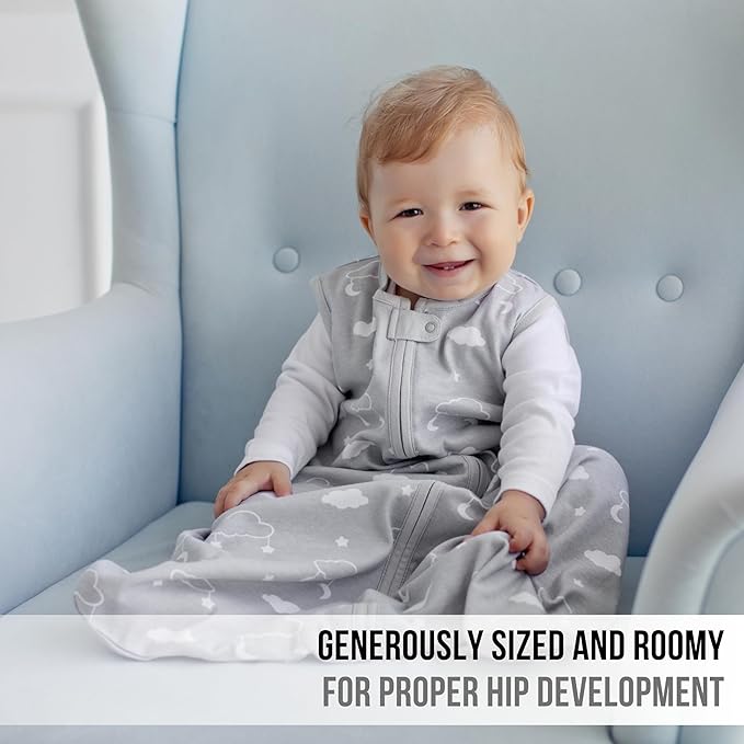 Baby Sleep Sack 1.0 TOG, Organic Cotton Baby Wearable Blanket with Two-Way Zipper, Swaddle Transition Baby Sleeping Bag, All-Season Sleep Sack for Newborn Infant Toddler Boy Girl, 2-Pack, 6-12 Month