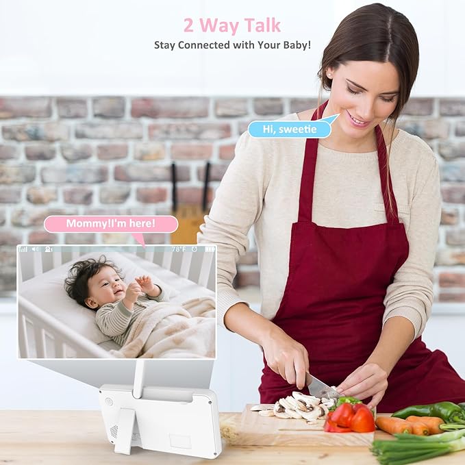 6" Big Screen Baby Monitor with Camera and Audio, 1000ft Long Range No WiFi, 2-Way Talk, 8 Lullabies, ECO Mode, Infrared Night Vision, 150 Languages, Baby Shower,Baby Register Gift