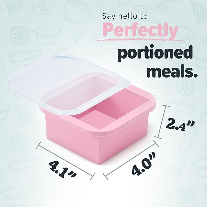 2-Cup Silicone Freezer Trays with Lids – Perfect for Meal Prep, Portion Control, and Easy Freezing-Meal Prep Container Molds for Soup,Leftovers (Cotton Candy, 4 Pack)