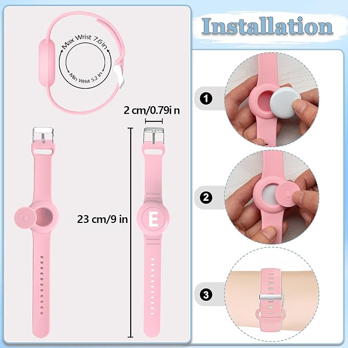 Waterproof Bracelet for AirTag Kids, Personalized Initial Letter Hidden Holder Compatible with Air Tag, Silicone Case for Airtag Adjustable Anti-Lost GPS Tracker for Toddler Child Elder, E