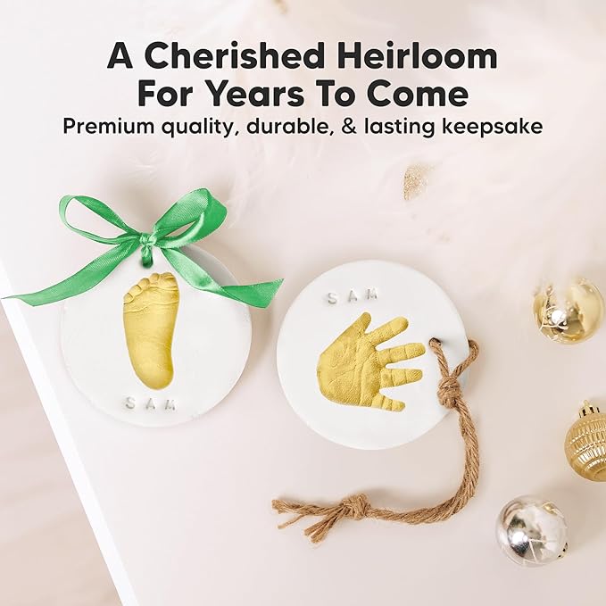 Baby Hand and Footprint Kit Girls, Boys - Personalized Baby Footprint Ornament Kit, Newborn Keepsake Gifts for New Mom, Easy to Use Handprint Makers,Cute Shower Gifts(Multi-Colored Paint)