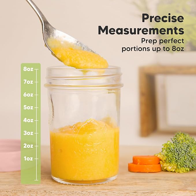 KeaBabies 4pk 8oz Glass Baby Food Containers with Lids - Leak-Proof, Microwavable Small Glass Jars, Baby Purees & Toddler Snack Storage Containers, BPA-Free, Dishwasher & Freezer Safe (Roseate)
