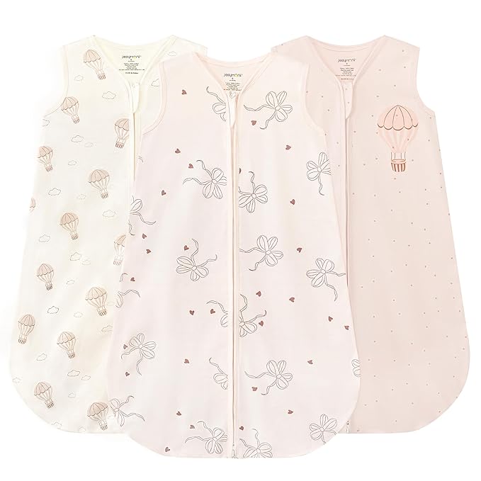 JELLYMONI Baby Sleep Sack 12-18 Months Wearable Blanket for Baby, 100% Cotton 3 Pack Infant Toddler Sleeping Sack Lightweight Soft 2-Way Zipper Sleepsack