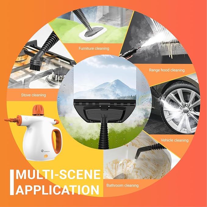 ETL-Certified Handheld Steam Cleaner - 221℉ 3.5 Bar Pressure, Chemical-Free Multi-Surface Cleaner for Kitchen, Bathroom, Car - Heats in 3-5 Mins