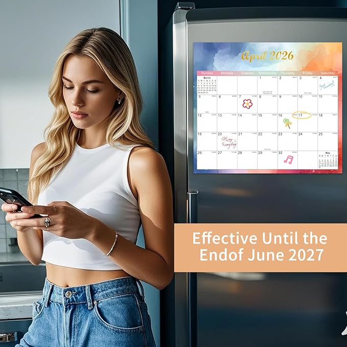 2025-2027 Magnetic Fridge Calendar 21 Monthly Magnetic Calendar for Refrigerator Planner Runs from October 2025 Until June 2027 Easy Organizing Markers Tearable (Colorful)