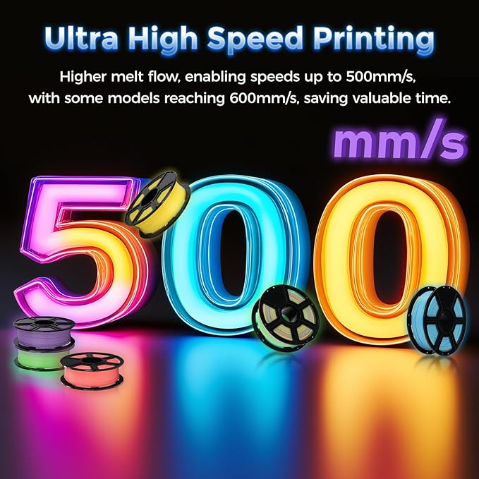 FLASHFORGE Rapid PLA Filament 1.75mm Luminous Melody, 500mm/s High Speed Printing, Glow in The Dark 3D Printer Filament 1kg Spool, Dimensional Accuracy +/- 0.02mm, Brilliant, Long-Lasting Glow