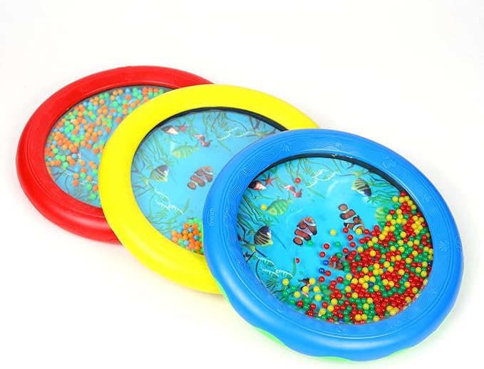 Musfunny Ocean Drum Wave Bead Drums Gentle Sea Sound Music Gift Musical Educational Sea Sound Drum Tool for Kid Child Baby (Red)