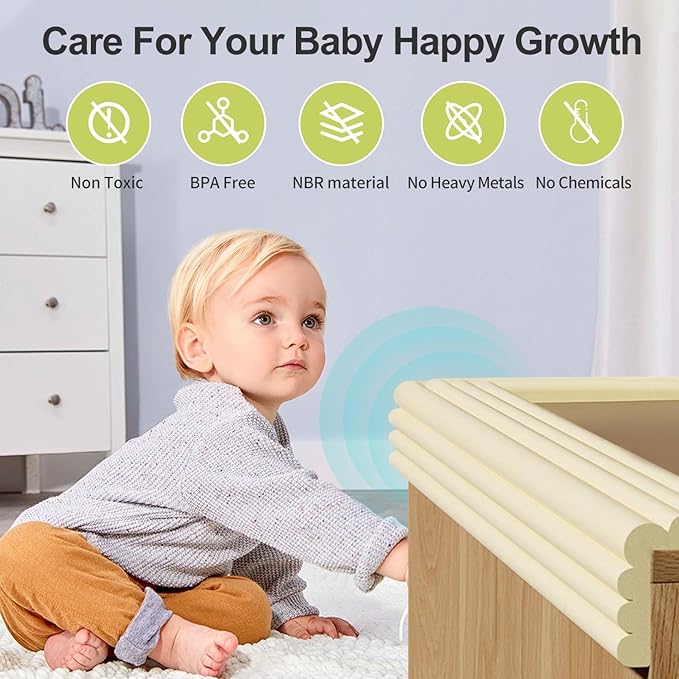 Baby Proofing Wall Corner Protector,Edge Guard Corner Protector,6.56ft Thinken Soft Corner Protectors Pre-Taped Soft Rubber Foam Edge Cushion for Furniture (Gray, 6.56Ft x 11.8" W x 0.47" Th)