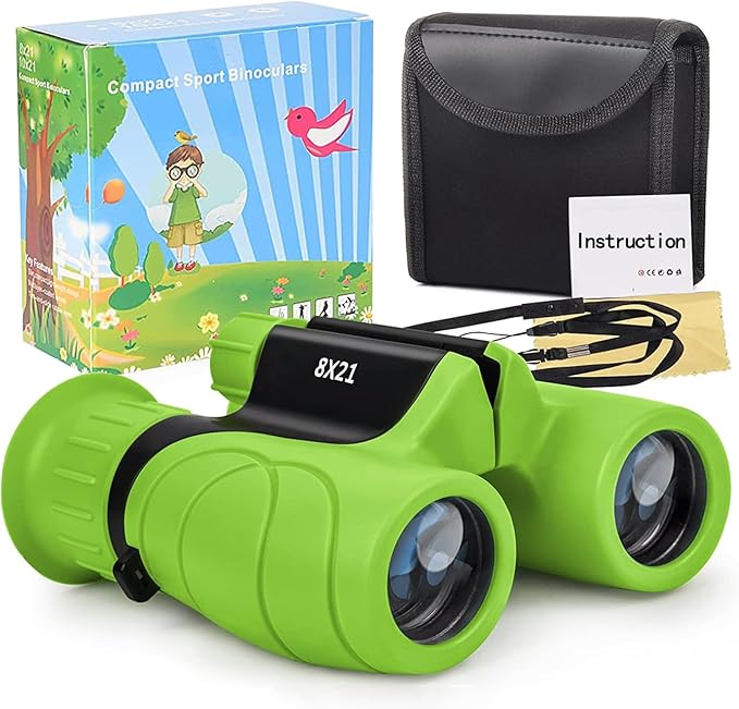 Kids Binoculars,Shockproof 8 x 21 High Resolution Compact Kids Binoculars Real for 3-12 Boys and Girls,Perfect for Bird Watching, Hiking,Camping,Travel, Christmas Birthday Gift