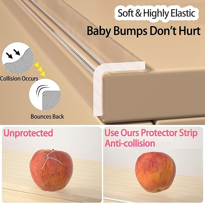 Clear Soft Corner Protectors for Furniture Strip, 0.8in x3.28FT,3 Roll Sharp Edge & Table Bumper,Window Edge,Wall Protector,Soft Corner Guards Safe for Proof,Table Corner Protectors in Family