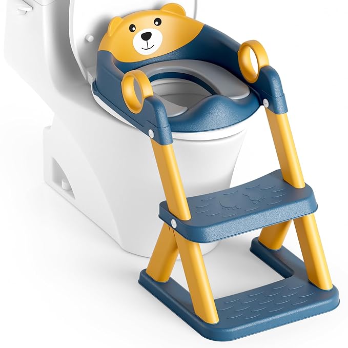Potty Training Seat, Upgrade Toddler Toilet Seat for Kids Boys Girls, 2 in 1 Potty Training Toilet for Kids, Splash Guard Anti-Slip Pad Step Stool（Upgraded Cushion）