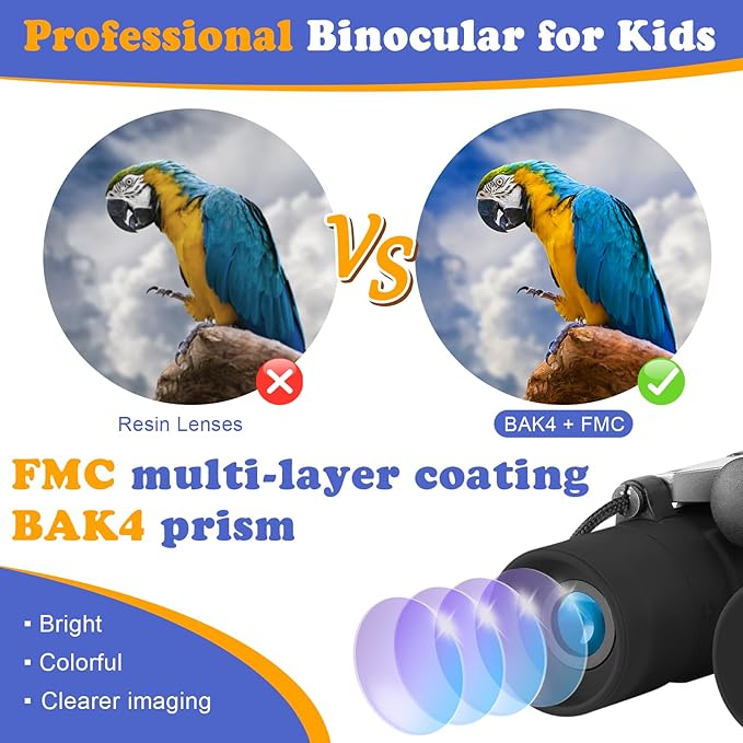 Obuby Real Binoculars for Kids Gifts for 3-12 Years Boys Girls 8x21 High-Resolution Optics Compact Toy Binocular for Bird Watching,Travel, Camping