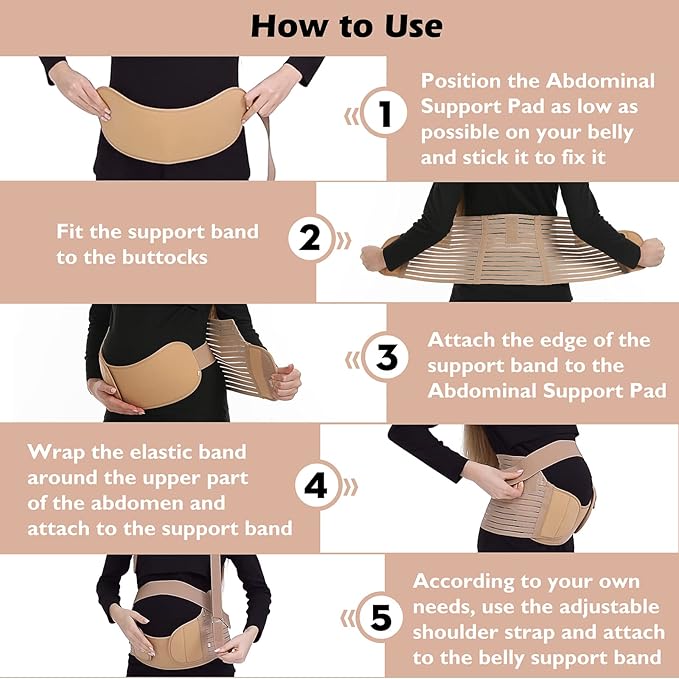 Belly Bands For Pregnant Women - Maternity Belt Pregnancy Support - Breathable Abdominal Binder, Back Support, Multiple Sizes And Colors For All Stages Of Pregnancy & Postpartum