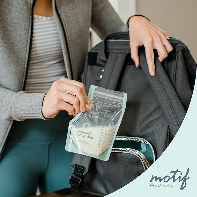 Motif Luna Double Electric Breast Pump Bundle with Luna Cooler Set and Milk Storage Bags, 6 oz - 100 Count - Milk Freezer Bag with Easy Pour Spout
