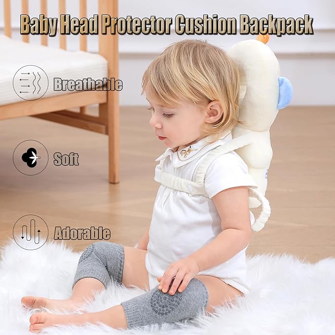 Feidoog Baby Head Protector Cushion Backpack with 3 Knee Pads for Walking & Crawling,Astronauts