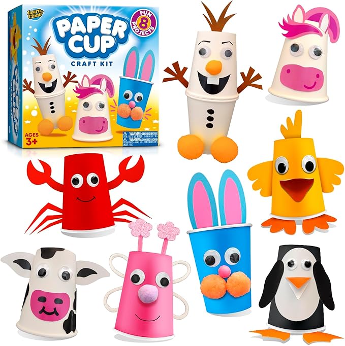 Arts and Crafts Kit for Kids Ages 3, 4, 5, 6 – Create 8 Cute Animal Projects – Gift Set for Girls & Boys