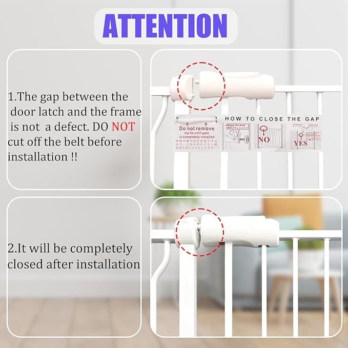 Narrow Baby Gate 24.02-29.13 Inch Wide Stairs Tension Pet Dog Gates Indoor for Doorways No Drilling Pressure Mounted Metal Pet Gates for Kids