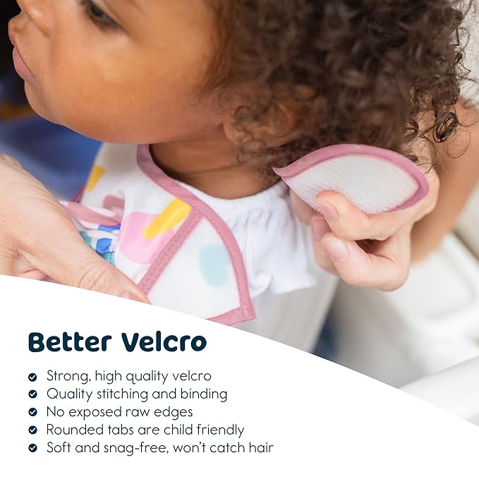 Tiny Twinkle Mess-Proof Baby Bib - Waterproof Bib for Baby Girl - Machine Washable - Adjustable Closure - PVC, BPA, & Phthalate Free - Great for Travel - Baby Food Bibs (3 Pack, Unicorn Set)
