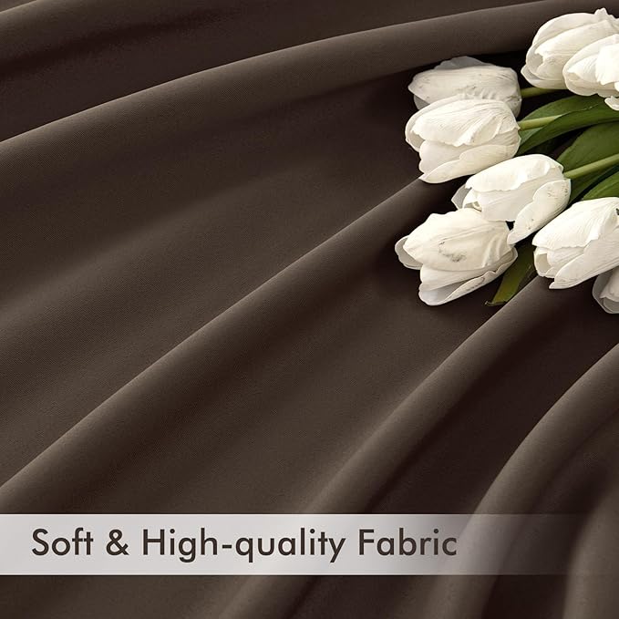 MIULEE Chocolate Brown Back Tab Blackout Curtains 120 Inch Long 2 Panels Set for Bedroom, Rod Pocket/Pinch Pleated Extra Long Thermal Insulated Living Room Darkening Light Blocking 10FT Drapes