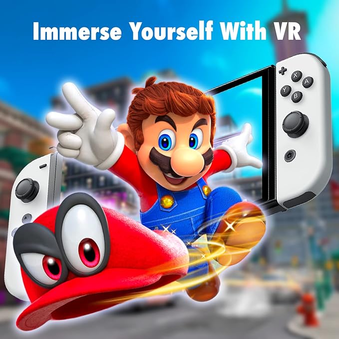 Orzly VR Headset Designed for Nintendo Switch & Switch OLED Console with Adjustable Lens for a Virtual Reality Gaming Experience and for Labo VR - Colour Pop - Gift Boxed Edition Tanami