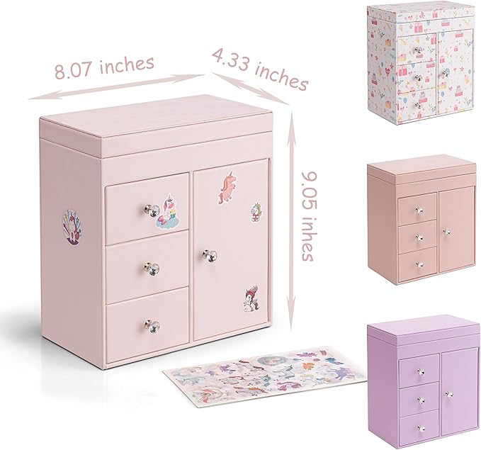 Vlando Musical Jewelry Box with Spinning Ballerina, Girls’ Jewelry Organizer for Necklaces Rings and Hair Accessories, Gift for Girls and Kids, Barely Pink