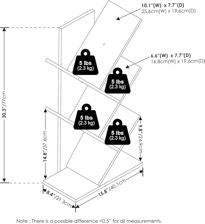 Furinno Tree Bookshelf 5-Tier Floor Standing Tree Bookcase, Amber Pine
