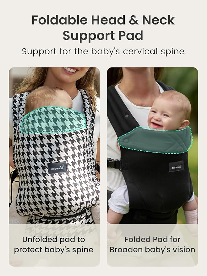 GROWNSY Baby Carrier Newborns to Toddlers, Ergonomic Baby Toddler Carrier Slings Wraps with Head Support, Easy to Wear,Infant Carrier Baby Gift,Travel and Hiking Friendly, for Babies 7 to 44 lb(Black)