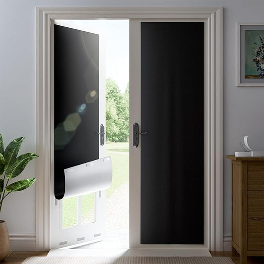 38" W x 84" L 100% Portable Blackout Curtains, Total Darkness No-Drill Black Out Window Cover,Temporary Blackout Shades with Hook & Loop Tape, for Bedroom, Nursery, Dorm, Travel (Black)