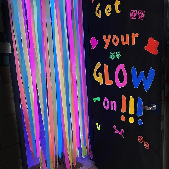 600feet Crepe Paper Streamers,6 Rolls Blacklight Party Streamer Decorations in 6 Colors for Neon Party,Wedding, Birthday, Glow Party Supplies…