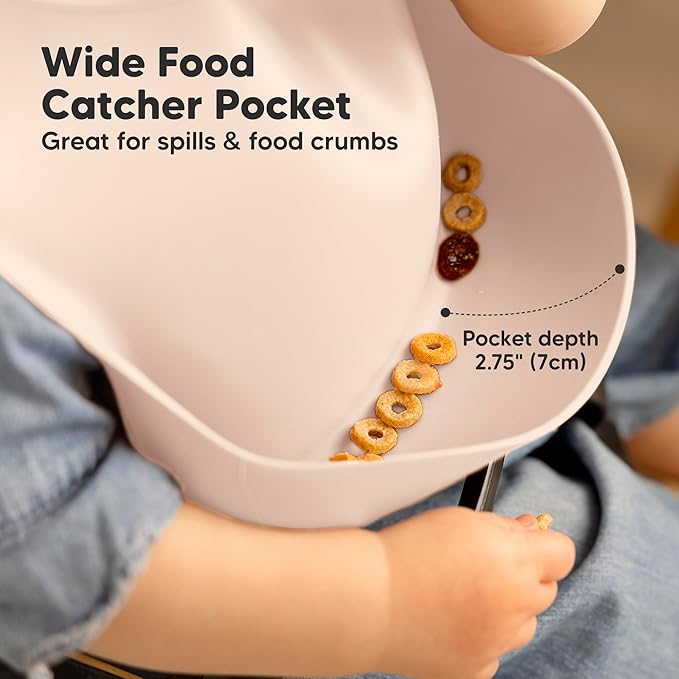 KeaBabies 2-Pack Silicone Baby Bibs for Eating - Sturdy Food-Grade Silicone Bibs for Babies Girl, Boy, Large Food Catcher, Clean & Put On Easily, Waterproof Toddler Feeding Essentials (Macaron)