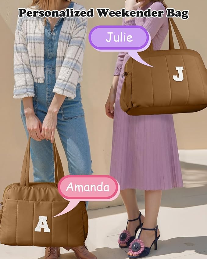 Duffle Bag with Letter, Carry On Bags for Women，Gifts for Sisters-Overnight Bag with Wet Pocket，Lightweight Travel Bags Personalized Gym Tote with Makeup Pouch