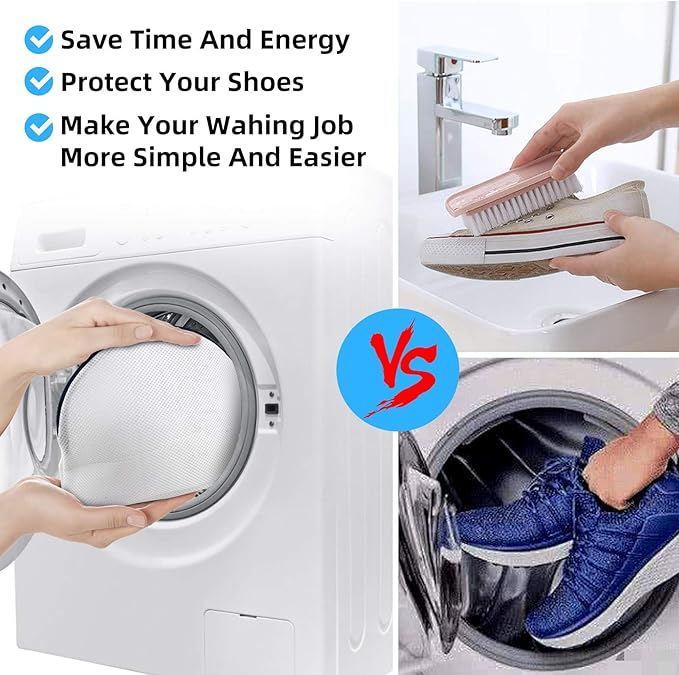 GOGOODA 2PCS Shoe Wash Bags Multi-use Laundry Mesh Bags for Sneaker, Flat Shoes, etc