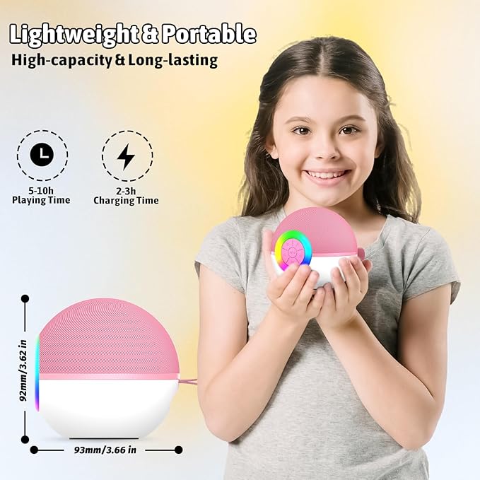 Karaoke Microphone Machine Toys for Kids Adults, Mini Portable Bluetooth Speaker with 2 Wireless Mics, Christmas Birthday Gifts for Boys Girls Ages 3 4 5 6 7 8 9 10 11 12+ Year (Pink)