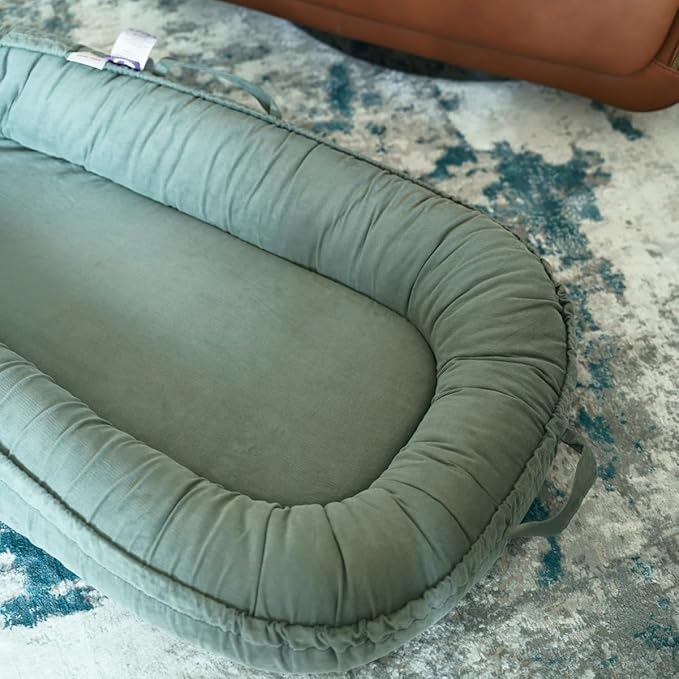 Infant Lounger, Baby Nest Cover for Baby Girls & Boys, Newborn Essentials for Baby 0-18+ Months, 100% Cotton Breathable (Sage Green, Corduroy)