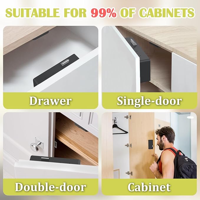 Eseesmart Smart Cabinet Lock, Hidden RFID Keyless Electronic Bluetooth Drawer Locks, Baby Proofing Child Safety Cabinet Locks for Liquor Cabinet Locker Drawer Cupboard Desk Dresser Adults