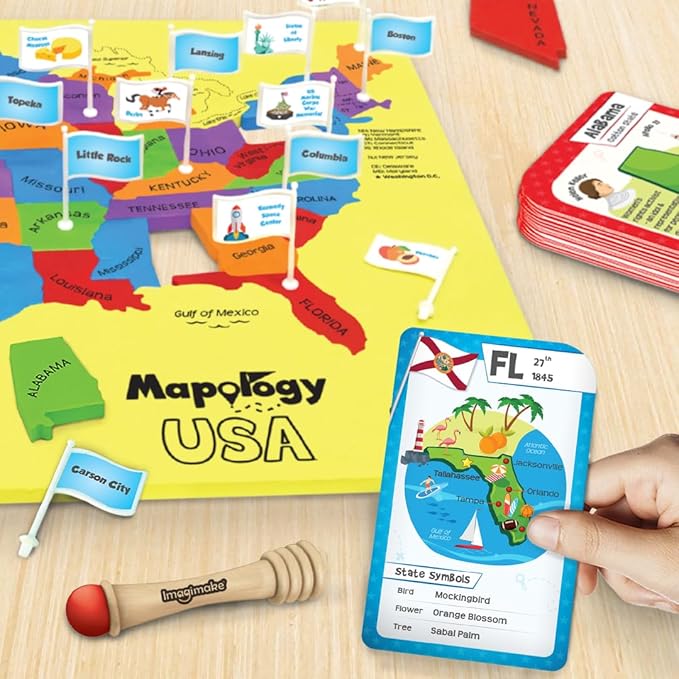 Imagimake Mapology United States Flash Card Puzzle with Flags, Country- Capitals | Educational Toys for Kids Ages 5-8 | Learn Geography Puzzles for kids Ages 8-10 | Christmas Gift for Boys & Girls