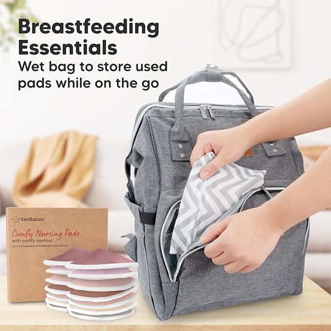 Organic Nursing Pads - 14 Washable Viscose Derived from Bamboo Breastfeeding Pads, Wash Bag, Reusable Breast Pads for Breastfeeding, Nipple Pads for Breastfeeding Essentials(Plum, L 4.8")