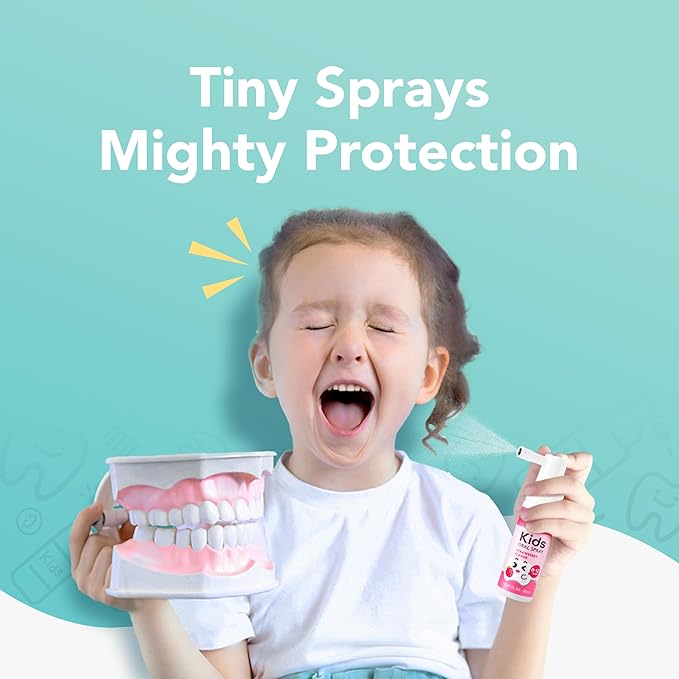 LAB52 Kids Oral Spray, Toddler Toothpaste Helper for Daily Oral Care and Fresh Breath, Children Approved with Fluoride Free for Newborn to Preschoolers, Xylitol Strawberry Flavor