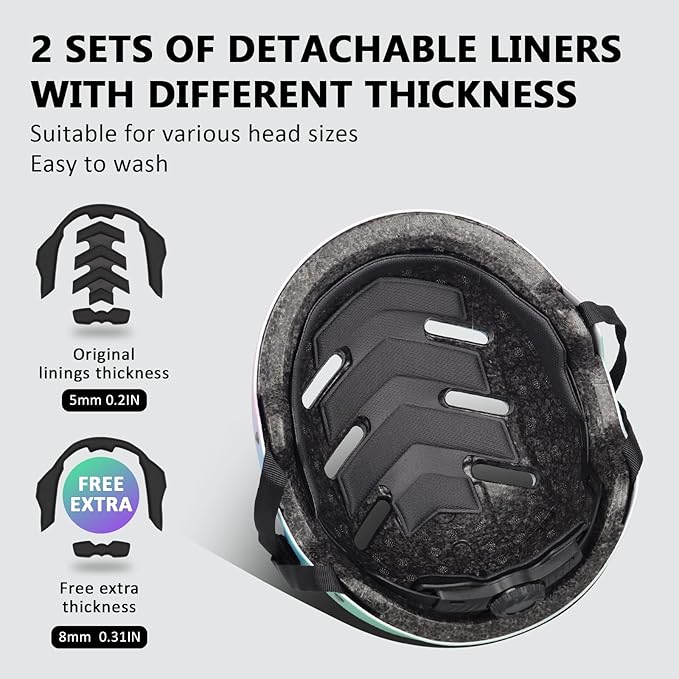 Skateboard Bike Helmet for Adults Women Men Youth Kids (2-3-5-8-14+ Years Boys Girls) - Lightweight Multi-Sport Adjustable Helmets for Bicycle Skateboard Scooter Skate Cycling