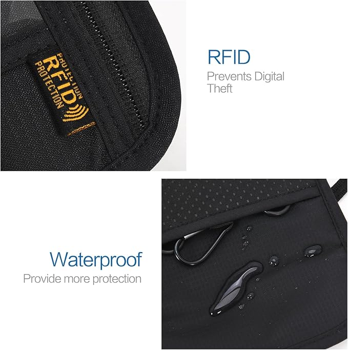 Neck Wallet Lightweight RFID Blocking Waterproof Travel Pouch for Women Men