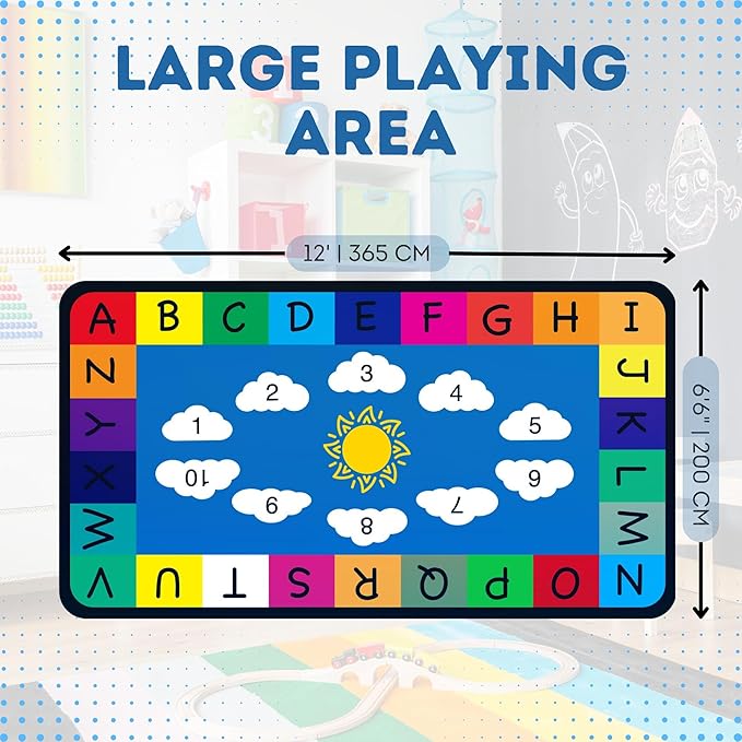 Genki - Classroom Rug for Kids - Education Classroom Carpet for Children - Colorful Seating Area - Large Elementary Classroom Rugs - Kids Seating for School Playroom | 6'6"x12'