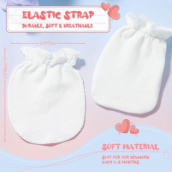 Syhood 6 Pairs Newborn Baby Mittens Cotton No Scratch Infant Gloves Mitten for Baby 0-6 Months Boys Girls