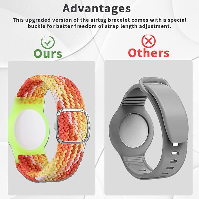 Kids Bracelet Compatible with AirTag, GPS Kid Tracker Holder Braided Wristband for Apple Air Tag, 2022 Upgraded Nylon Adjustable Anti Lost Airtag Watch Band for Kids Children Elders (Orange)