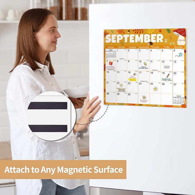 2025-2026 Magnetic Fridge Calendar 18 Monthly Magnetic Calendar for Refrigerator 2025-2026 Wall Calendar Planner Runs from July 2025 Until December 2026 Easy Organizing Markers Tearable (Festive)