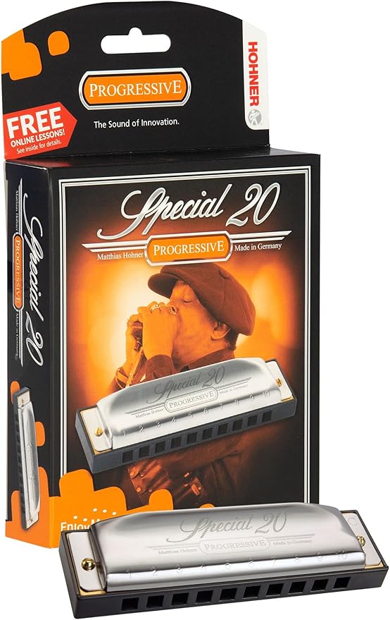 Hohner 560 Special 20 Harmonica - Key of B Bundle with Carrying Case, Key Stickers, Harmonica Beginner Online Manual, and Austin Bazaar Polishing Cloth