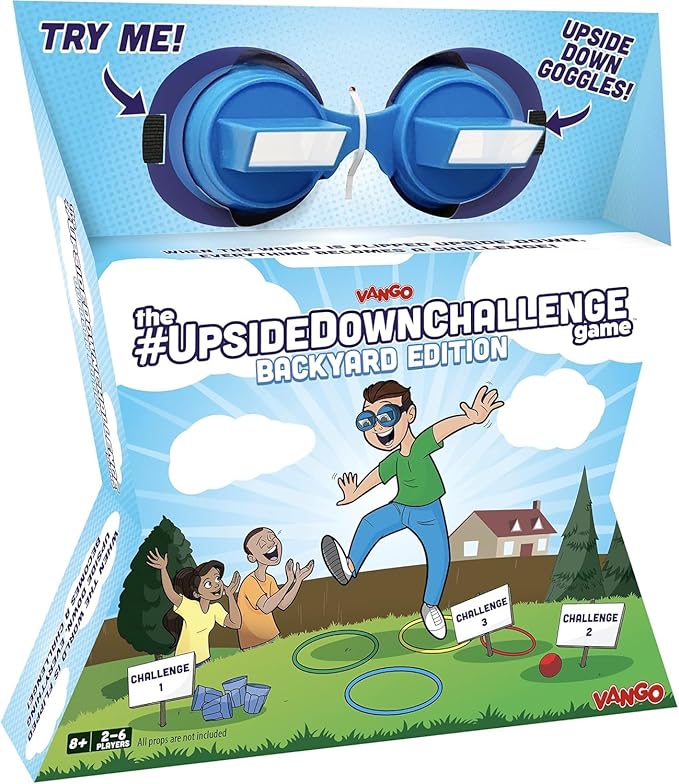 Vango The UpsideDownChallenge Game Backyard Edition for Kids & Family - Complete Fun Outdoor Challenges with Upside Down Goggles - for Game Night and Lawn Parties - Ages 8+