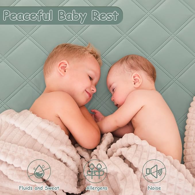 Yoofoss Waterproof Crib Mattress Protector 2 Pack, Quilted Crib Mattress Pad Cover Ultra Soft and Breathable, Machine Washable Toddler Mattress Protector for Standard Baby Crib Size 52''x28''