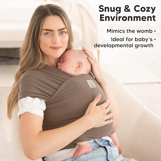 KeaBabies Baby Wrap Carrier - All in 1 Original Baby Carrier Newborn to Toddler Sling, Easy to Wear, Hands Free Bonding, Lightweight, Breathable Infant Wraps (Saddle Brown)