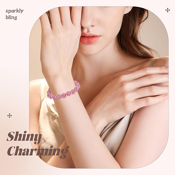 200pcs 10mm Rhinestone Beads for Jewelry Making, Dark Pink Shiny Round Disco Ball Beads Bulk, Sparkle Crystal Clay Christmas for Bracelet Baseball Necklace Earring Crafting and DIY